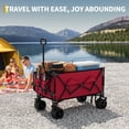 thumbnail image 3 of EDTara 35" Foldable Wagon for Beach Garden, Heavy Duty 280L Extra Large Collapsible Wagon 350lbs for Camping, All Terrain Beach Wagon with Cup Holders for Sand, 3 of 7
