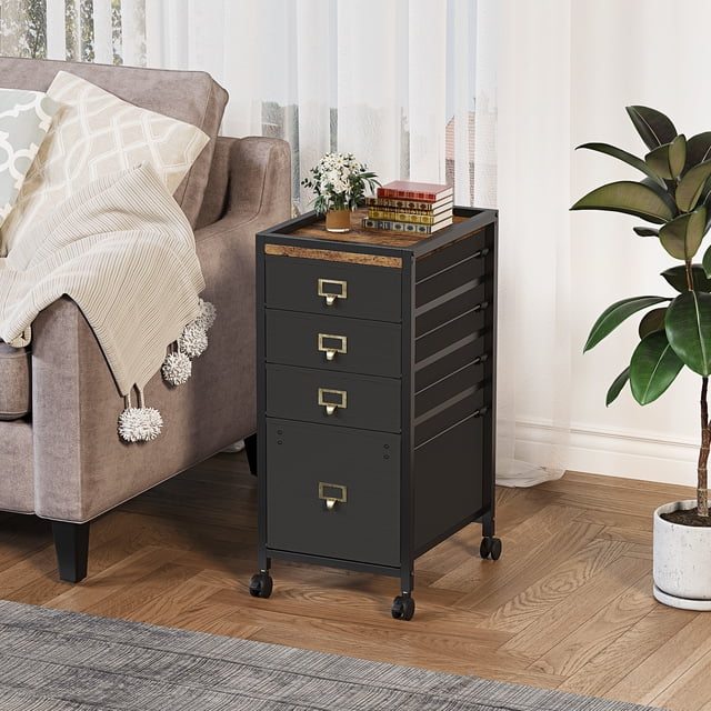 Modern File Cabinet with Wheels, Under Desk Fabric Storage, Rolling Printer Stand, Cupboard Document