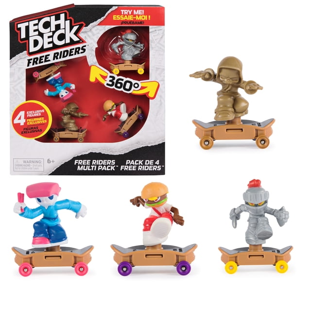 Tech Deck Free Riders 4-Pack Fingerboard and Fidget Toy Set for Kids 6 and up