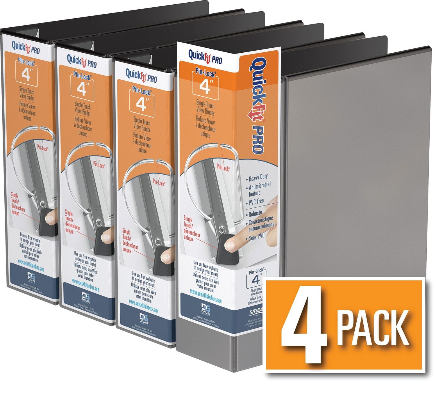 QuickFit Anneaux en D Pin-Lock, 4 po, à déclencheur unique, verrouillables, prévenant l'écartement  paquet de 6