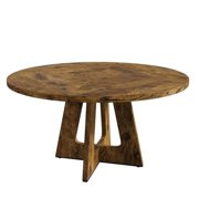 Table Only-47" Round Dining Table, Wooden Kitchen Table for 4, Farmhouse Dinner Table with Wooden Top and Legs for Home Dining Room or Living Room(Only Table)