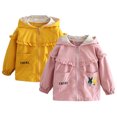 thumbnail image 2 of LYMAYTER 1-7Y Toddler Girls Hooded Jacket for Kids Early Spring Splice All Match Jacket Cute Cartoon Jacket Coat Tops, 2 of 8