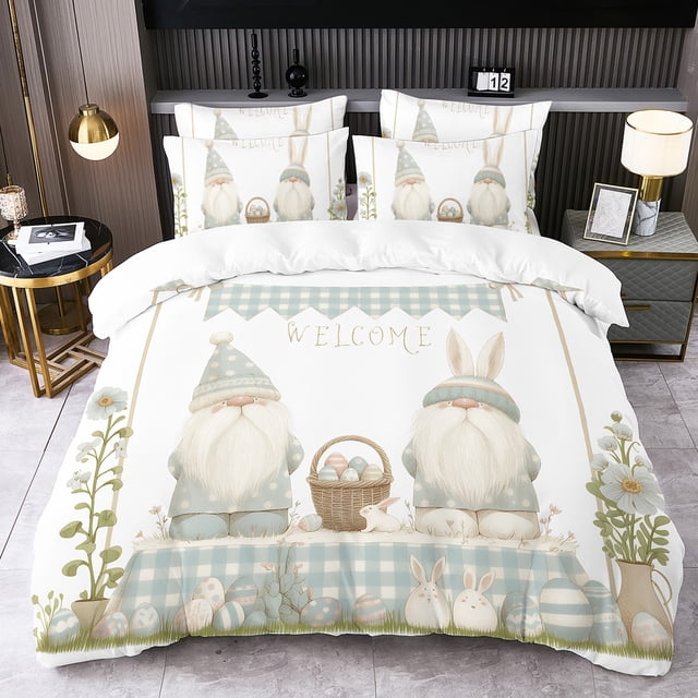 Fridja Ensemble de Literie de Pâques Trois Pièces Mignon pour Enfants Drap Imprimé Numérique Literie Textiles pour la Maison