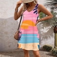 thumbnail image 4 of Ovzne Robes pour Femmes 2025 Robe de Plage Mode d'Été pour Femmes Plage Poche Imprimé Sans Manches Robe à Col en V Robe d'Été Imprimée Liquidation, 4 of 7
