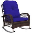 thumbnail image 1 of Outsunny Rattan Rocking Chair with Soft Cushion for Garden, Dark Blue, 1 of 10