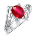 thumbnail image 3 of RYLOS Rings for Women Sterling Silver Greek Key Designer Ring 9X7MM Gemstone & Diamond Ring July Ruby Jewelry  Size 5, 3 of 7