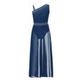 thumbnail image 3 of MSemis Robe de Danse Moderne Jazz Lyrique Sans Manches pour Filles avec Strass Brillants Jupe de Ballet Bleu Marine 16, 3 of 6