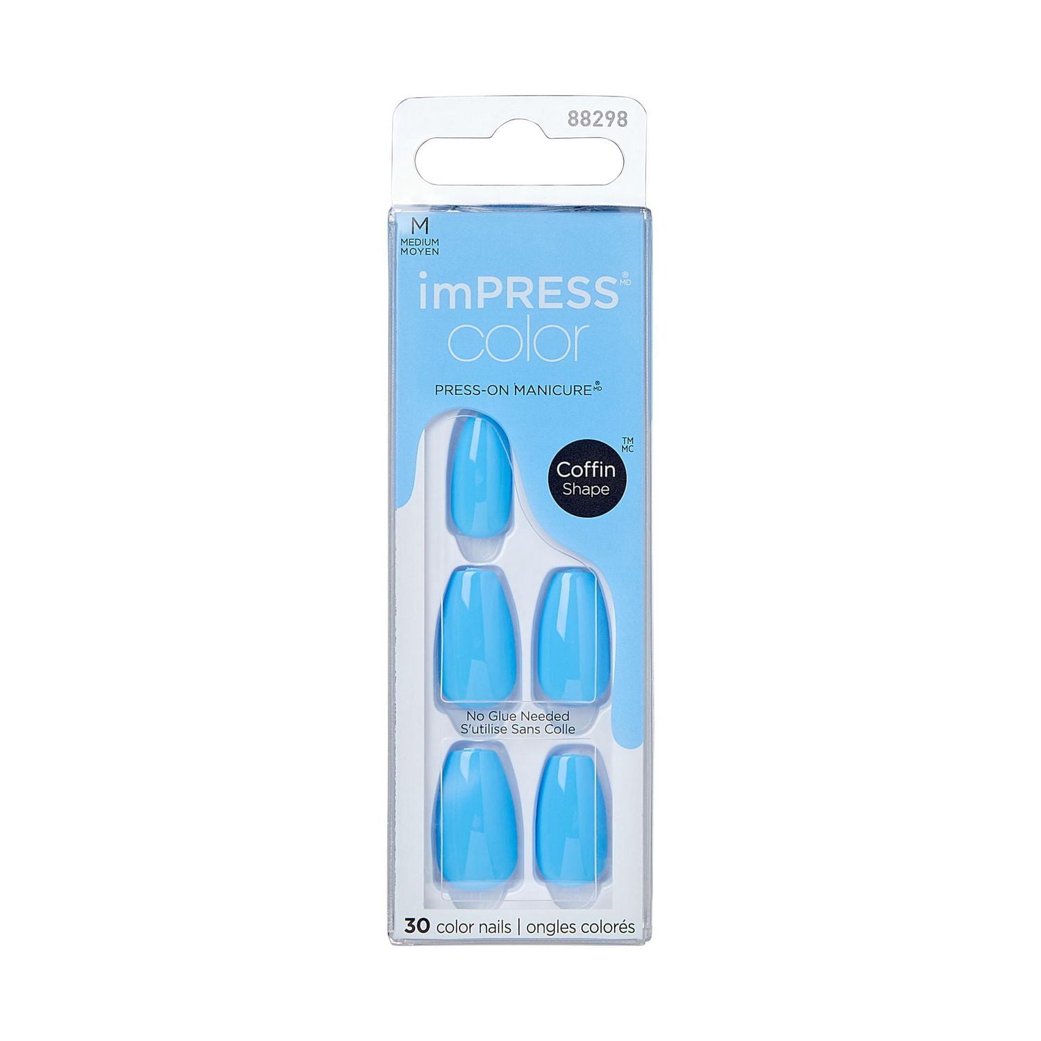 KISS ImPRESS Color - Fake Nails, Coffin Shape Medium