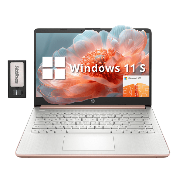 HP Stream 14" HD Laptop, Intel Celeron N4120, 8GB RAM, 288GB Storage(128GB eMMC+160GB Docking Station Set), Intel UHD Graphics, Webcam, 1 Year Office 365, Windows 11 S, Rose Gold