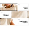 thumbnail image 4 of Women Solid Color Sweater Vests Crew Neck Cap Sleeve Loose Pullovers, 4 of 5