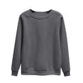 thumbnail image 2 of cllios Plus Size Tops for Women Basic Long Sleeve Round Neck Sweatshirts Solid Color Pullover 2024 Classic Tops Fall Winter Clothes, 2 of 5