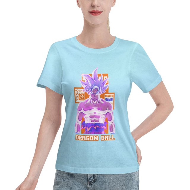 T-Shirt Basique à Manches Courtes pour Femmes Super Saiyan
