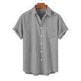 thumbnail image 2 of JIUKE Plus Size Shirts for Men Short Sleeve Button down Shirts Lapel Solid Color Loose Summer Vacation Blouses, 2 of 7
