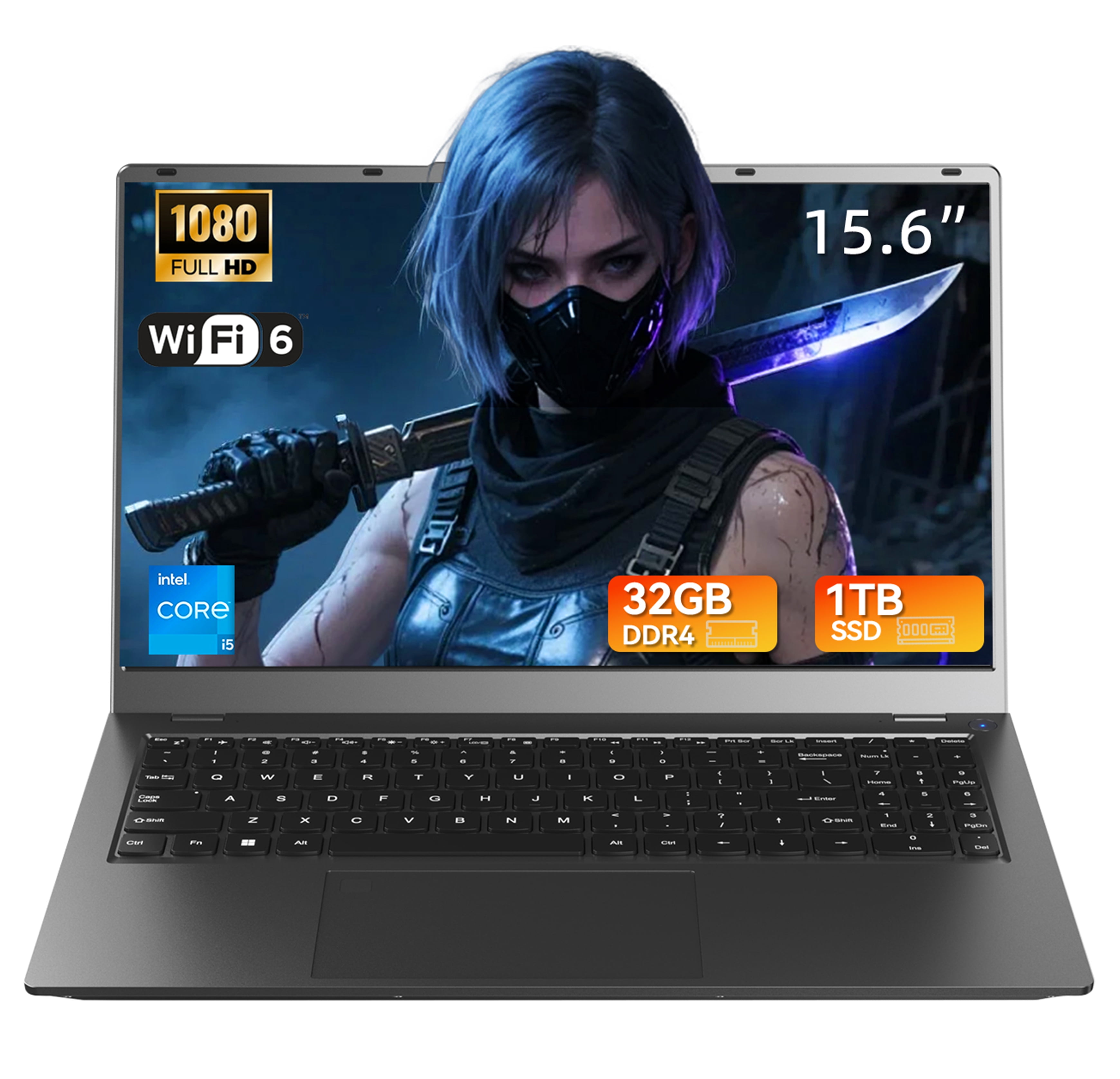 BREB 15.6" IPS Business Laptop: Intel i5-1240P (12-Core), 32GB RAM, 1TB SSD Lightweight for Office & Casual Gaming