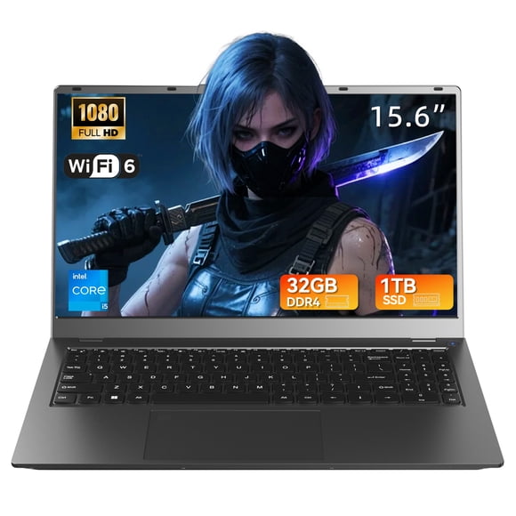 BREB 15.6" IPS Business Laptop: Intel i5-1240P (12-Core), 32GB RAM, 1TB SSD Lightweight for Office & Casual Gaming