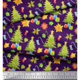 thumbnail image 2 of Soimoi Purple Cotton Poplin Fabric Gifts & Christmas Tree Print Fabric by Yard 56 Inch Wide, 2 of 5