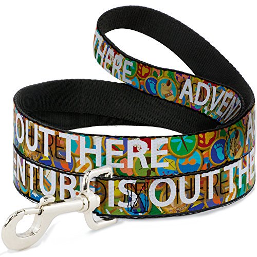 Dog Leash Adventure is Out There Stacked Wilderness Explorer Badges Tan 6 Feet Long 0.5 Inch Wide