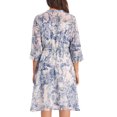 thumbnail image 3 of INSPIRE CHIC Robe en Mousseline Florale pour Femme à Manches Mi-Longues, Taille à Nouer, Boutonnée, Évasée, Blanche 2TG, 3 of 5