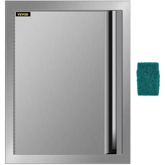 VEVOR BBQ Access Door 17W x 24H inch, Vertical Single BBQ Door Stainless Steel with Recessed Handle, Outdoor Kitchen Doors for BBQ Island, Grill Station, Outside Cabinet