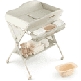 thumbnail image 1 of INFANS Table à Langer pour Bébé avec Roues, Poste à Couches Pliant Portable Organisateur de Chambre de Bébé avec Panier de Rangement, Étagère Suspendue, Hauteur Réglable, Ceinture de Sécurité pour Nouveau-Né Nourrisson, 1 of 9