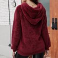 thumbnail image 4 of IROINID Women's Short Shearing Jacket Solid Color Long Sleeve Zipper Sweatshirt Plush Sweater Pocket Jacket, Red, 4 of 7