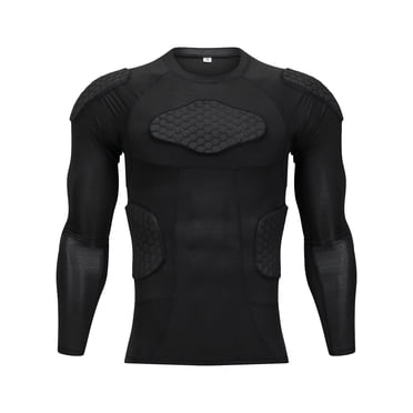 Chandail de Compression Rembourré à Manches Longues Haut Protecteur Protecteur de Poitrine pour Rugby Football Painball Baseball Basketball