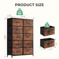thumbnail image 3 of EDX Commode à 10 Tiroirs pour Chambre, Tour d'Organisation de Rangement en Tissu, Armoire, Brun Rustique, 3 of 9