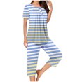 thumbnail image 1 of Jamicy Pyjama Confortable pour Femmes Ensemble Mode Décontracté Ample Imprimé Imprimé Col Rond Boutonné Manches Courtes Haut avec Pantalon Court Ensemble de Pyjama pour Femmes, 1 of 5