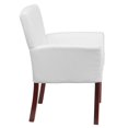 thumbnail image 3 of White Leather Executive Side Reception Chair with Mahogany Legs, 3 of 9