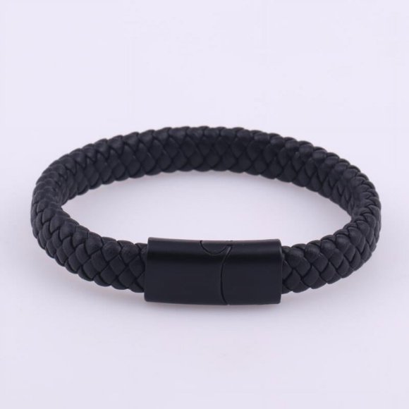 Labymos an and popular black retro bracelet bracelet leather men's sand surface magnet buckle bracelet black