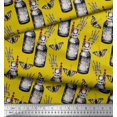 thumbnail image 3 of Soimoi Yellow Polyester Crepe Fabric Insect,Lavender & Vintage Bottle Print Fabric by The Yard 42 Inch Wide, 3 of 3