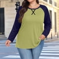 thumbnail image 3 of Yuyuzo Hauts pour Femmes Grande Taille à Blocs de Couleur Chandails à Manches Longues Col Rond Coupe Ample Confortable Tunique Unie Tee Chandails, 3 of 7