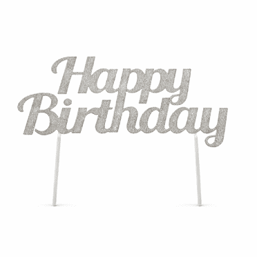 FantastikParty Happy Birthday Paper Cake Topper. Birthday Anniversary Party Cake Decoration for Adults and Kids 1 Piece (Silver)