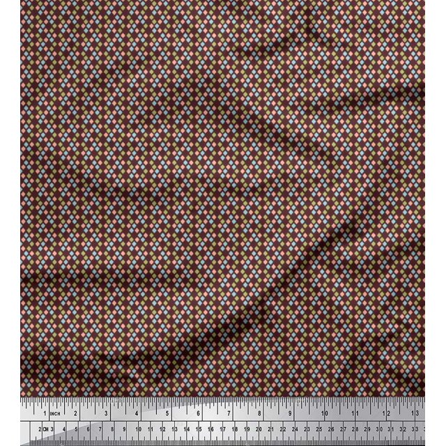 Soimoi Moss Georgette Fabric Geometric Small Printed Fabric 1 Yard 42 Inch Wide