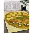 thumbnail image 3 of Ahgly Company Tapis de Zone Rond d'Intérieur Lavable à la Machine, Transitionnel, Jaune Audacieux, 5 Pieds Rond, 3 of 7