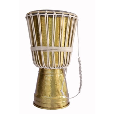 De Kulture Fonctionne en Laiton Pur djembe Tambour à Main Membranophone Instrument de Percussion 12x20 DH Pouces, Doré
