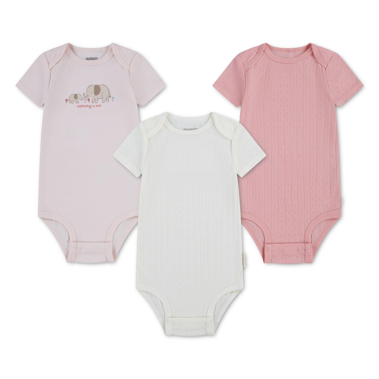 Huggies Baby Girls' Layette 3-Pack Short Sleeve Bodysuits