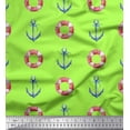 thumbnail image 1 of Soimoi Green Rayon Fabric Life Ring & Anchor Hook Nautical Decor Fabric Printed Yard 42 Inch Wide, 1 of 1