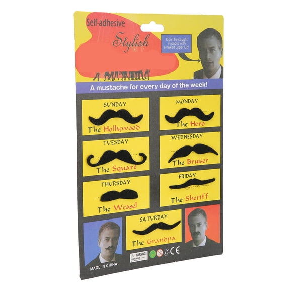 QIILU Novelty Fake Mustaches,Fake Beard,7pcs Fake Mustaches Set Soft Lint Beard Cosplay Accessories For Party Black