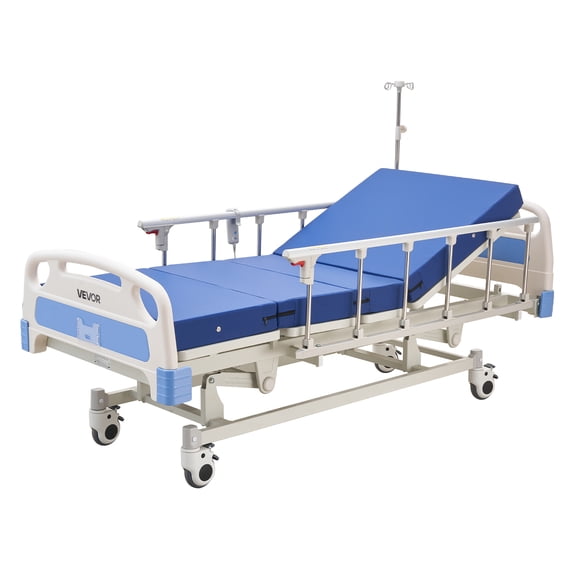VEVOR Premium 3 Function Full Electric Hospital Bed, ICU Electric Medical Bed with Backrest, Legrest & Height Adjustment, 5" Locking Casters, 550LBS Loading
