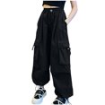 thumbnail image 2 of RXIRUCGD Salopettes pour Filles Enfants Super Cool Pantalons à Bas Resserrés Pantalons de Danse de Rue pour Enfants Pantalons de Tenue Décontractée ( Noir, Taille : 11 Ans ), 2 of 3