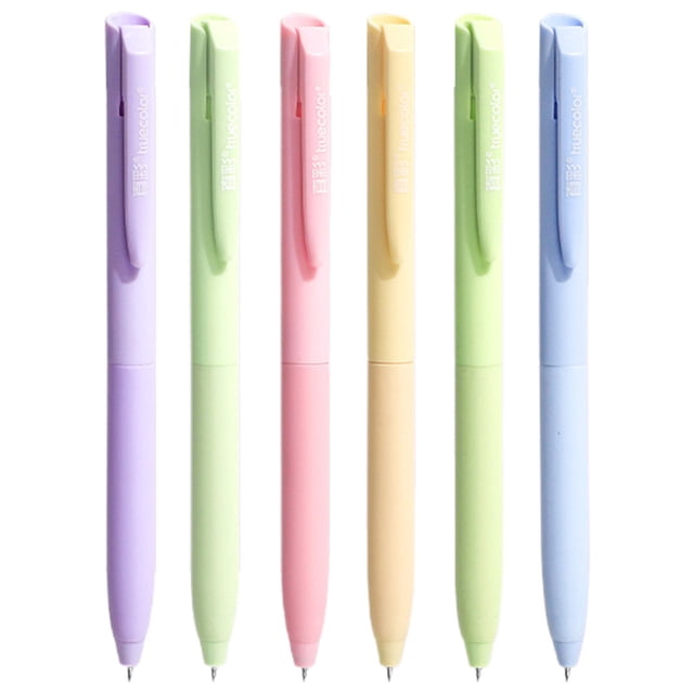 Stylos Gel Colorés pour la Prise de Notes 6 Pcs Stylos Gel Encre Colorée et Sans Bavure Stylo Rétractable Mignon Pointe 0,5 mm pour Journal Esthétique Stylo à Encre Gel Écriture Fluide 5 ml