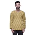 thumbnail image 1 of Atasi Cotton Slub Long Sleeve Kurta For Men Keyhole Neck Ethnic PrintedShirt, 1 of 1