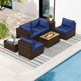 thumbnail image 4 of Costway 7 Pieces Outdoor Furniture Set with 32" Fire Pit Table and Propane Tank Cover Navy, 4 of 10