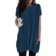thumbnail image 2 of Ketyyh-chn99 Chandails pour Femmes, Blouse Ample et Confortable, T-Shirt à Manches Longues, Col Ras du Cou pour Femmes, Bleu Marine, G, 2 of 5
