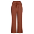 thumbnail image 4 of Timegard Womens Crop Pants Elastic Waisted Tapered Leg Solid Color Summer Lounge 7/8 Trousers with Pockets, 4 of 6