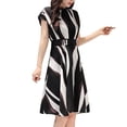 thumbnail image 1 of SHOPESSA Vêtements Grande Taille pour Femmes Mode Robe de Bureau pour Femmes Ceinture Col Rond Manches Courtes Robe Longueur Genou, 1 of 8