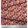 thumbnail image 2 of Soimoi Poly Georgette Fabric Check & Brush Stroke Abstract Print Fabric by Yard 42 Inch Wide, 2 of 3