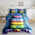 thumbnail image 2 of Erosebridal Rainbow Stars Bedding Queen Comforter Set, Girly 3D Star Print Down Comforter, Princess Bedroom Decor, Reversible 3 Pieces, 2 of 8