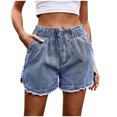 thumbnail image 1 of Birdeem Womens Denim Printing Short Summer Mid Waist Stretchy Pockets Jean Shorts, 1 of 8